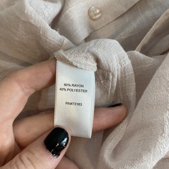 Spense Women's Pale Pink Button Up Blouse Size 3X Roll Tab Sleeves Flowy Coastal - Picture 6 of 13